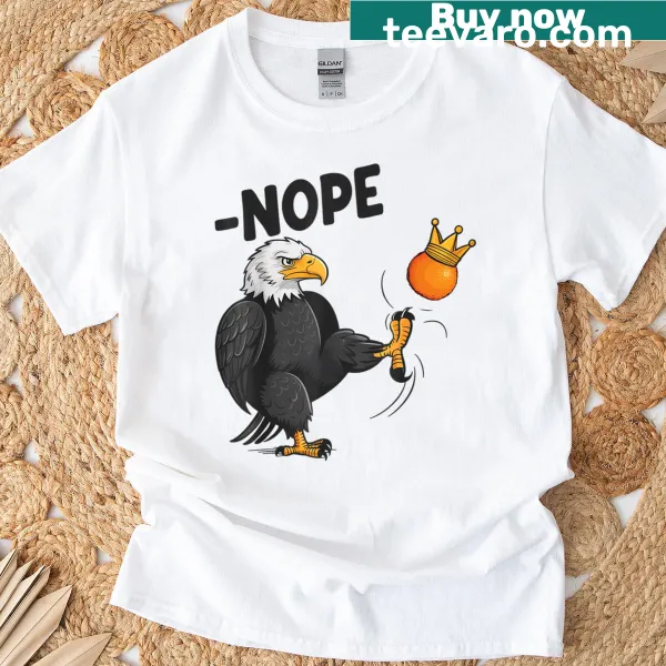 T-shirt featuring funny eagle graphic and No Kings text