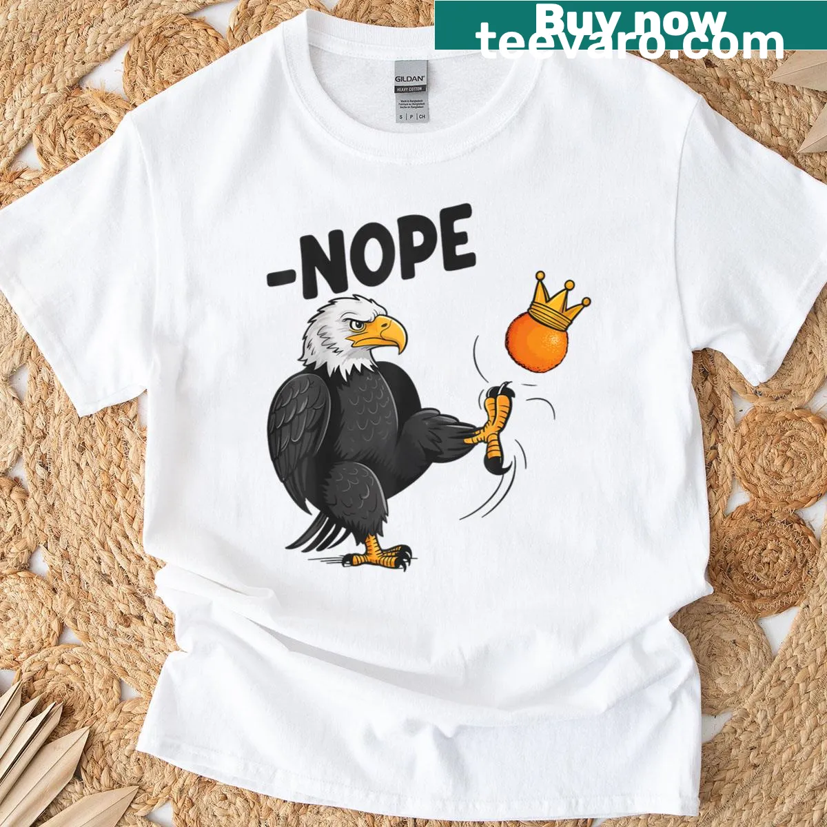 T-shirt featuring funny eagle graphic and No Kings text — on a men's t-shirt