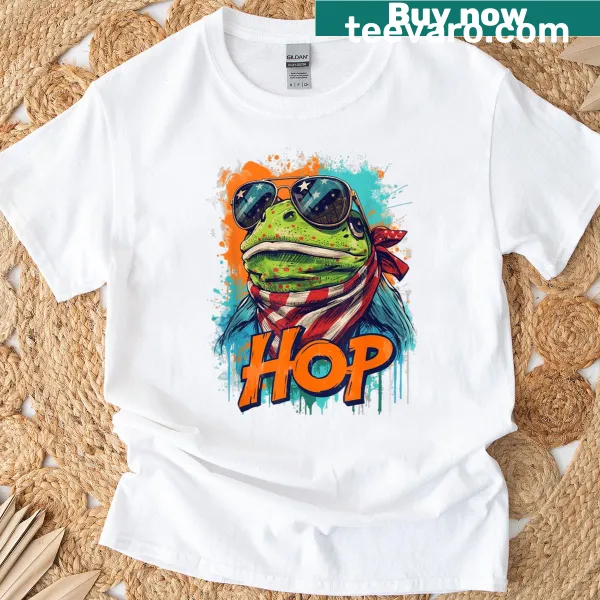 Vintage graffiti frog protest design on a humorous T-shirt