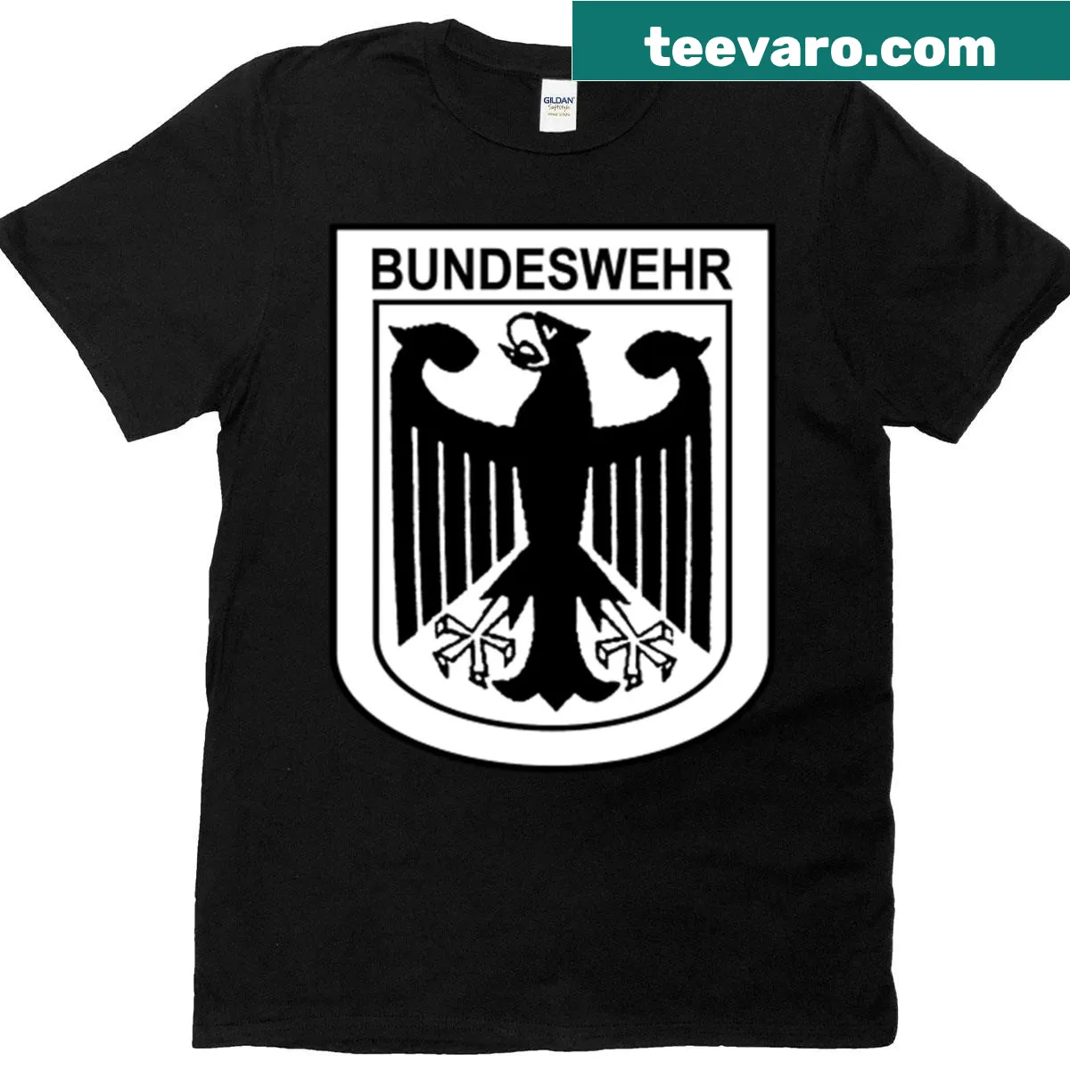 Vintage oversized t-shirt featuring a design inspired by the German army. — on a men's t-shirt