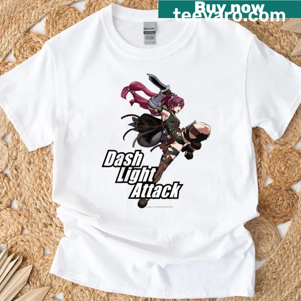 Cartoon T-shirt featuring Granblue Fantasy characters in action