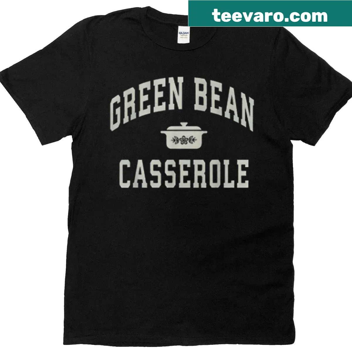 Funny T-shirt featuring a design about green bean casserole for Thanksgiving — on a men's t-shirt