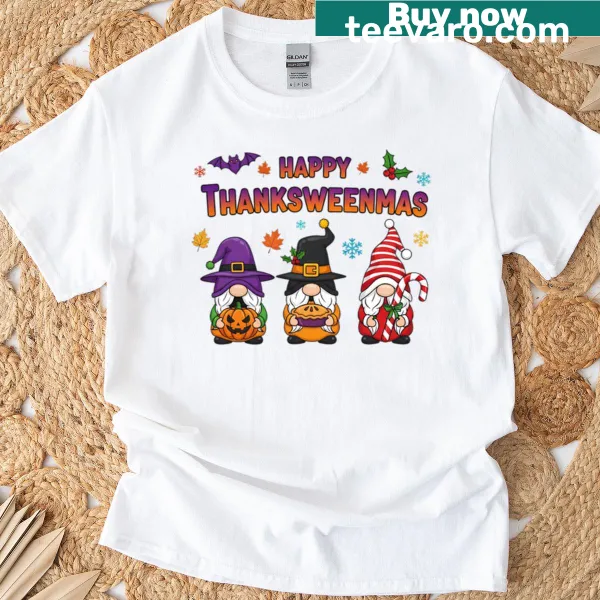 Funny holiday mashup T-shirt featuring a gnome