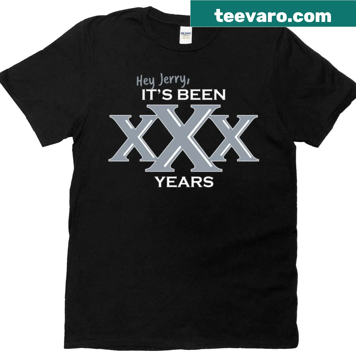 T-shirt with humorous typography celebrating Jerry's years. — on a men's t-shirt