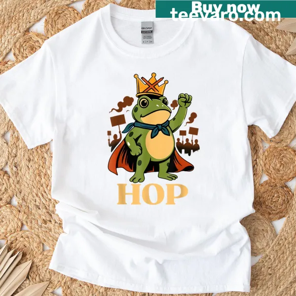Playful T-shirt featuring a frog illustration related to Portland
