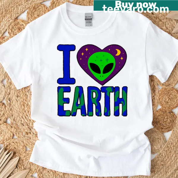 Illustrative I Love Earth T-shirt with a heartfelt graphic celebrating the planet