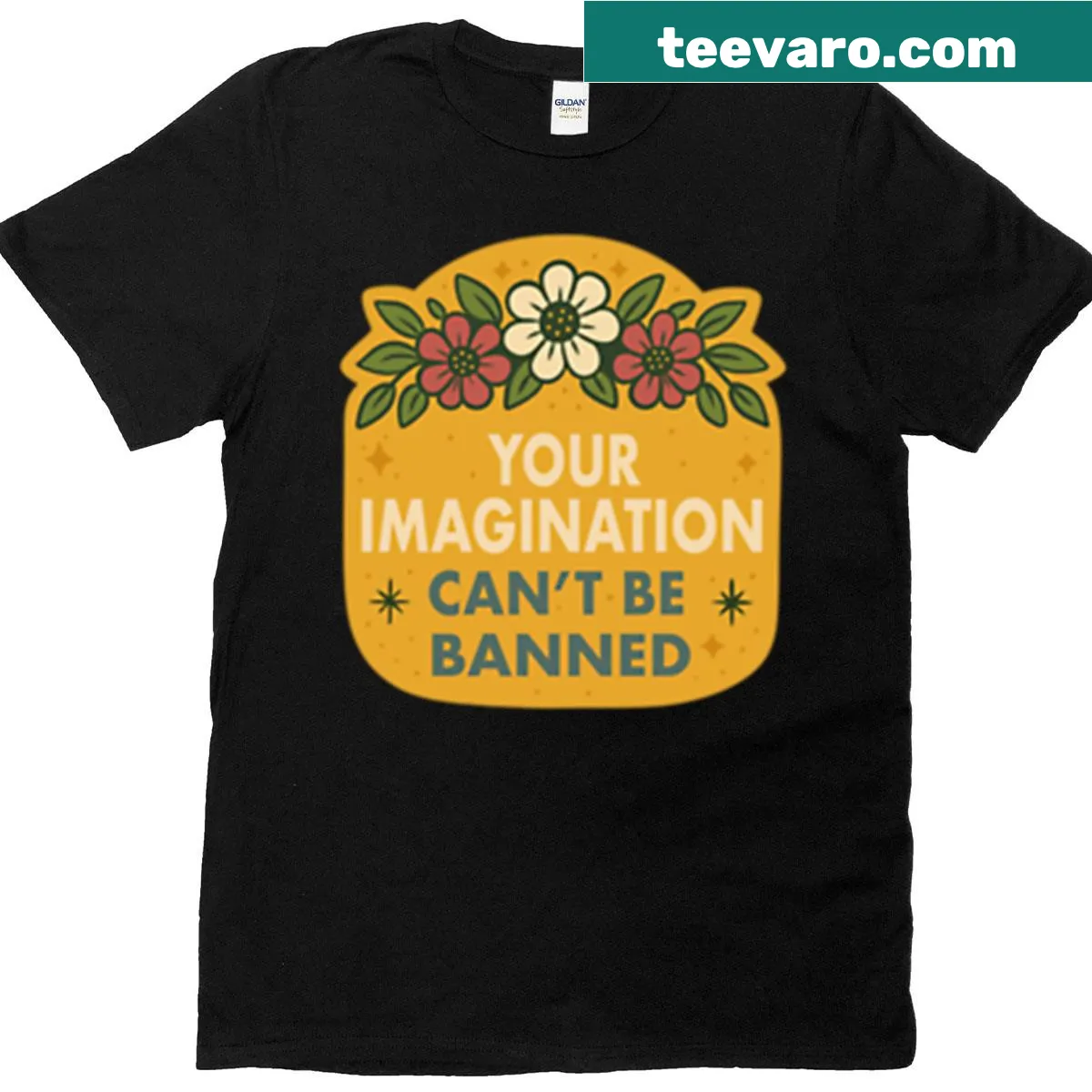 Imagination can't be banned t-shirt with bold text — on a men's t-shirt