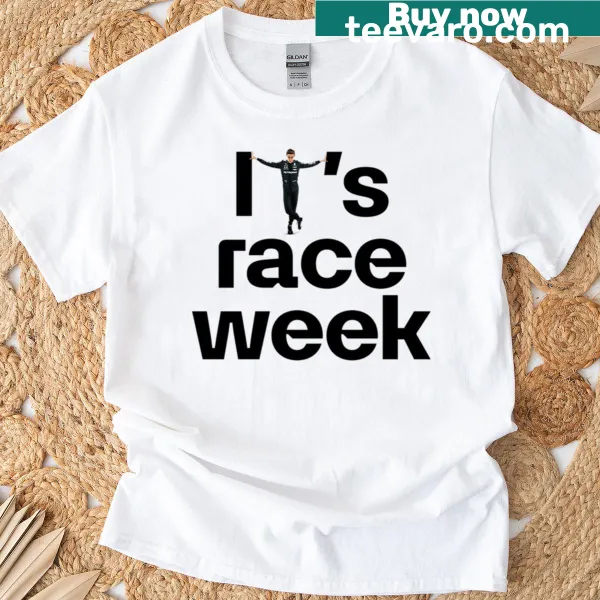 Bold typography t-shirt highlighting race week excitement
