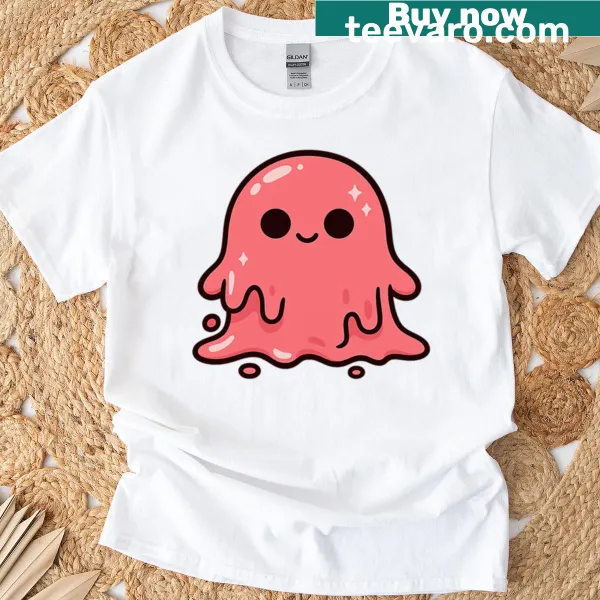 Cute T-shirt featuring a red blob gooey monster