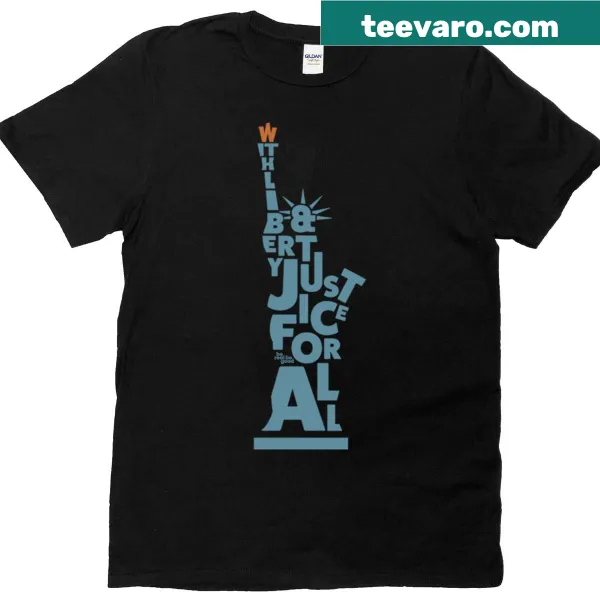 T-shirt featuring a silhouette of Lady Liberty, symbol of freedom.