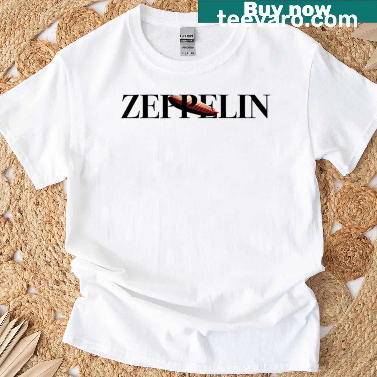 Led Zepelin T-shirt with bold typography — on a men's t-shirt