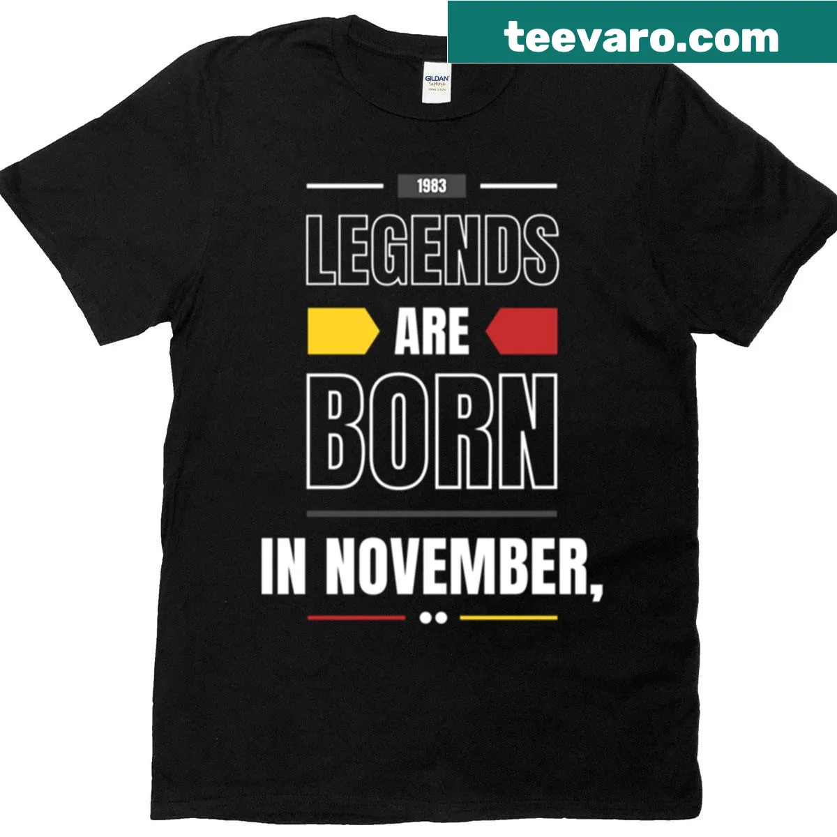 Birthday t-shirt celebrating legends born in November 1983 — on a men's t-shirt
