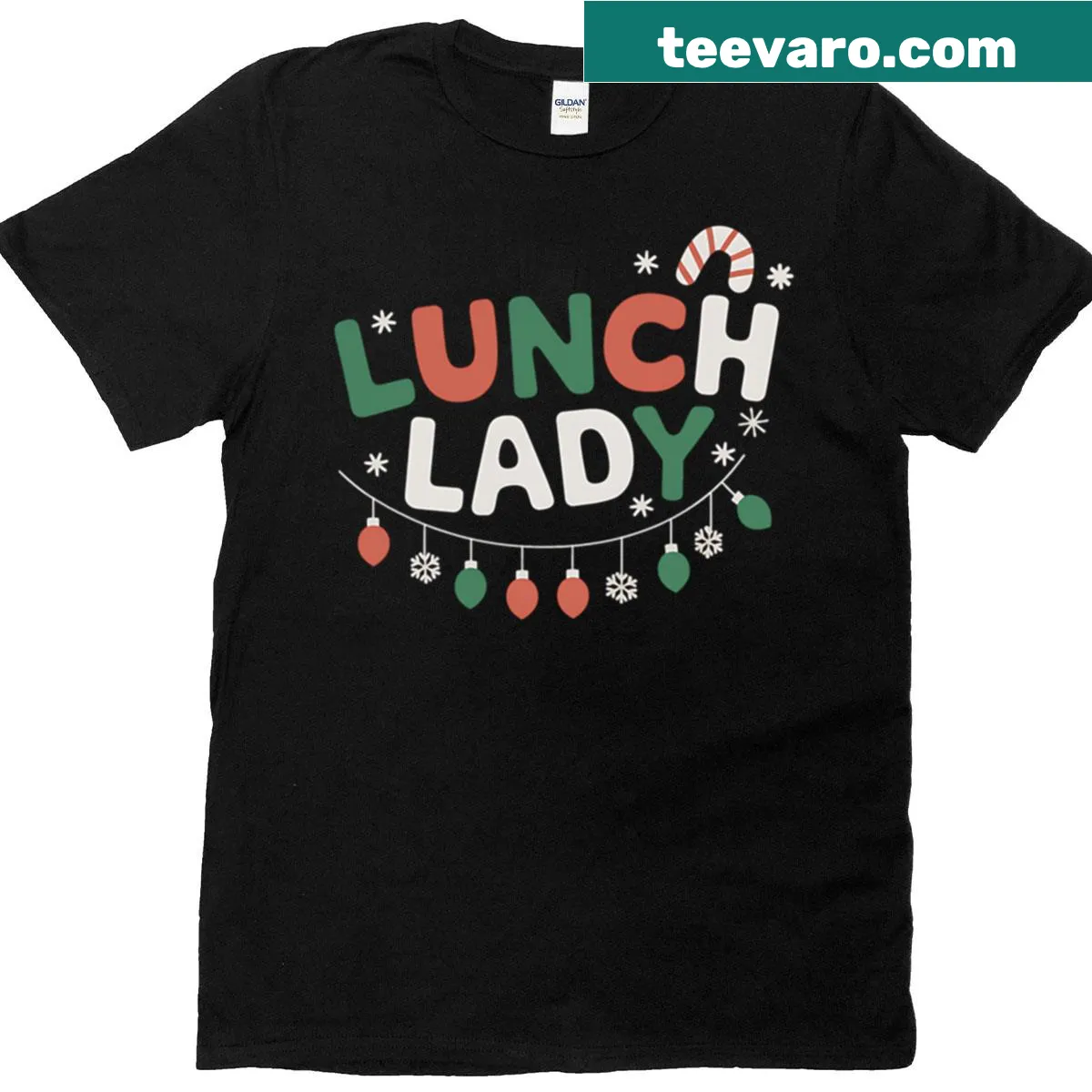 Christmas-themed t-shirt for lunch ladies and cafeteria workers — on a men's t-shirt