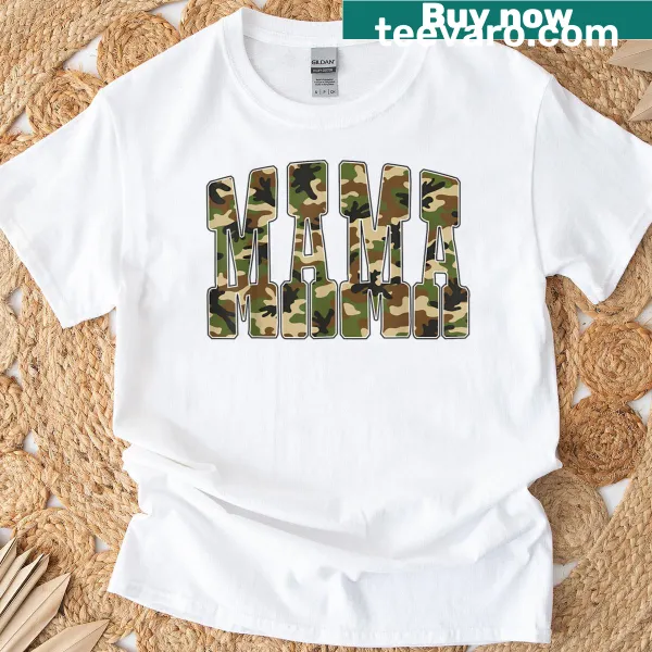 Camo t-shirt for hunting moms with a playful design