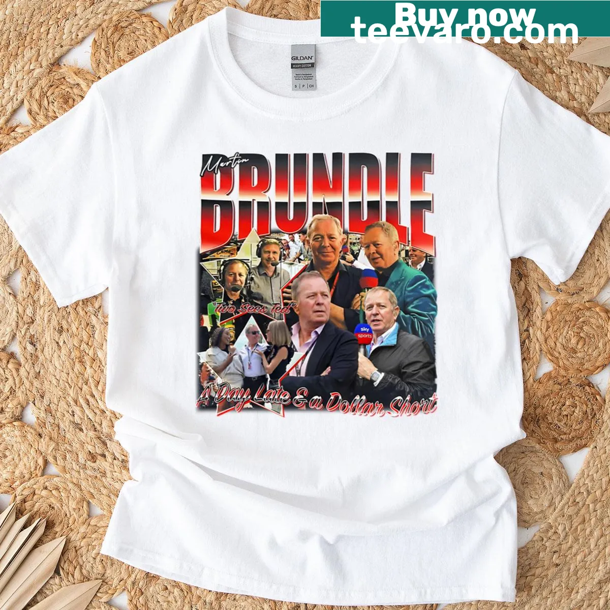 Vintage distressed F1 racing fan art T-shirt dedicated to Martin Brundle — on a men's t-shirt