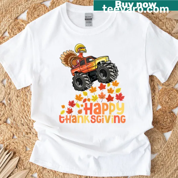 Playful monster truck and turkey illustration for Thanksgiving