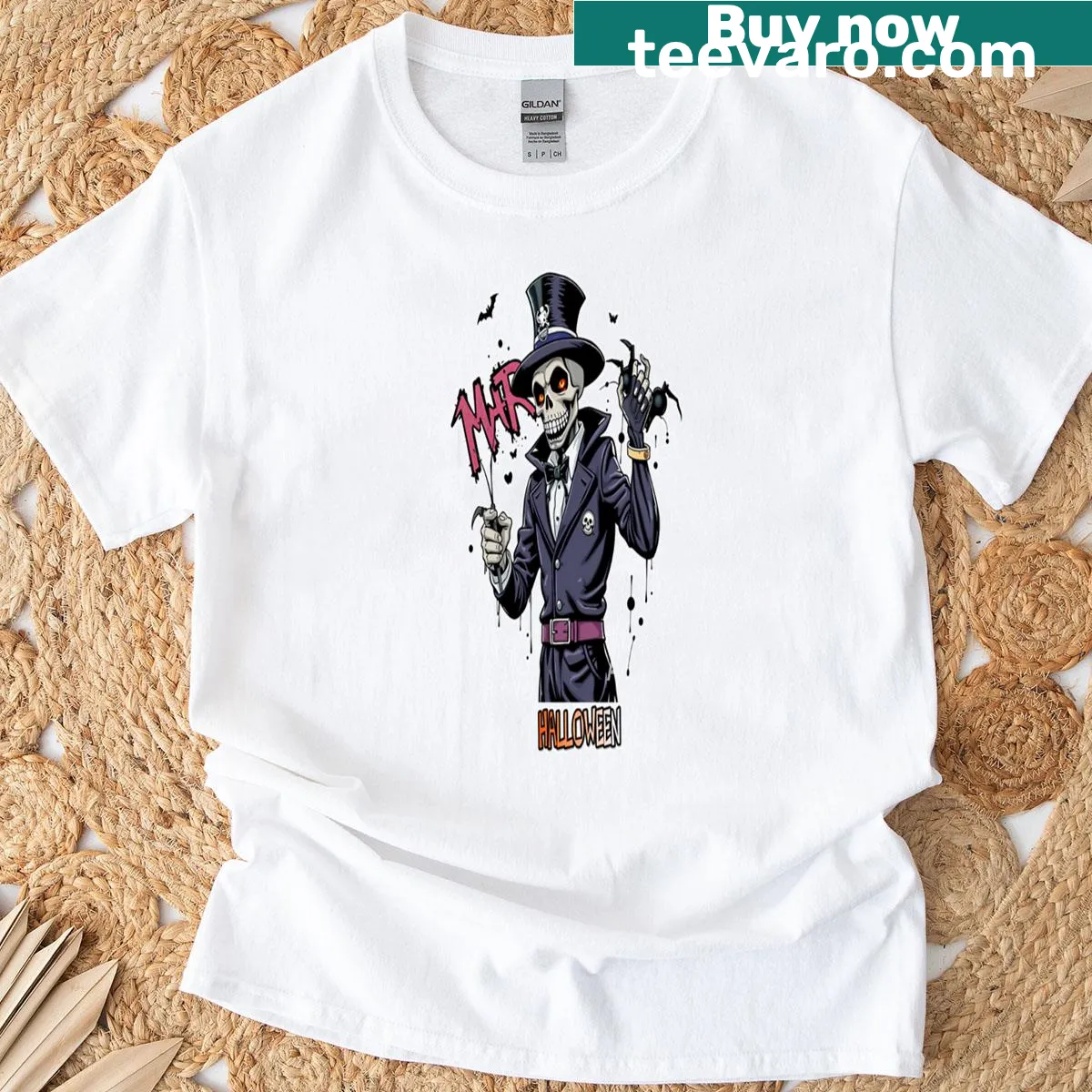 Graffiti art Halloween shirt with funny hip hop design — on a men's t-shirt