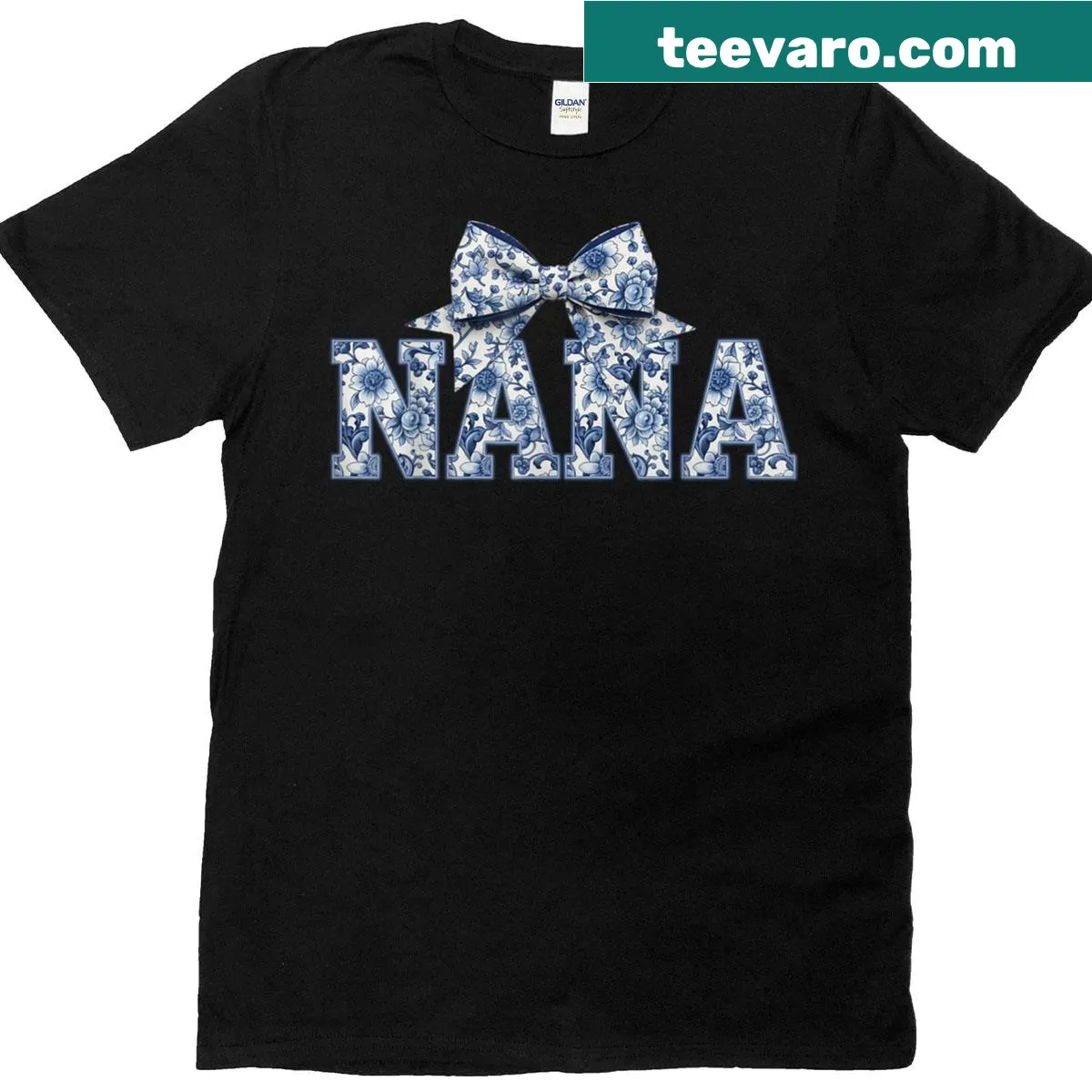 Grandma-themed t-shirt with 'Nana' and floral design — on a men's t-shirt