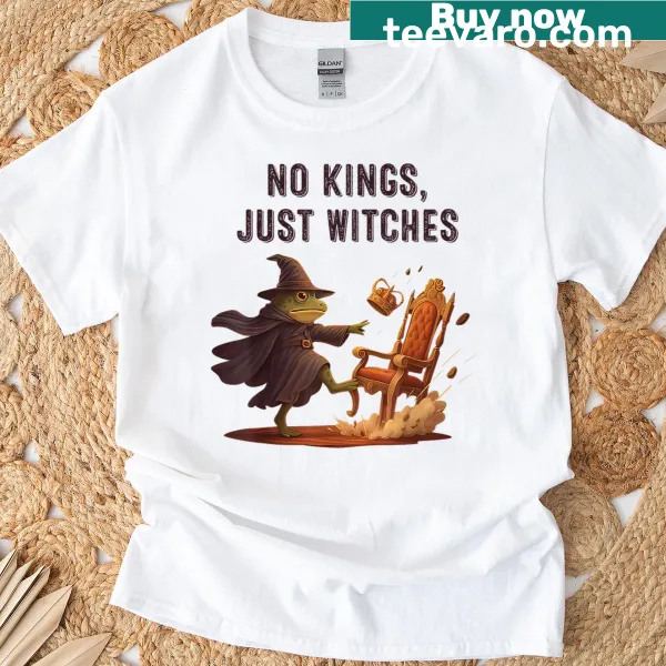 Funny Halloween T-shirt with witches text and playful design