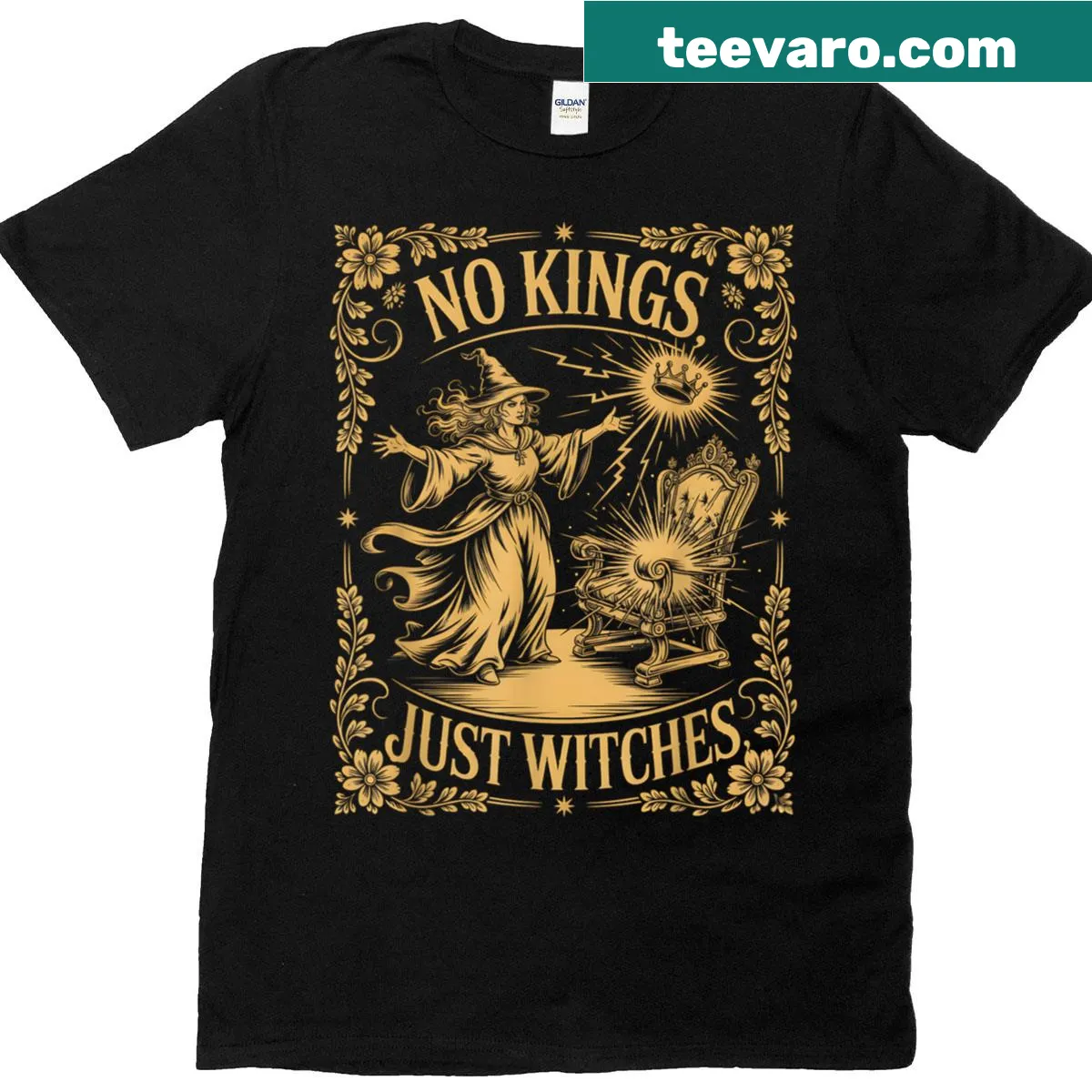 Witchcore themed T-shirt with a humorous design about witches. — on a men's t-shirt