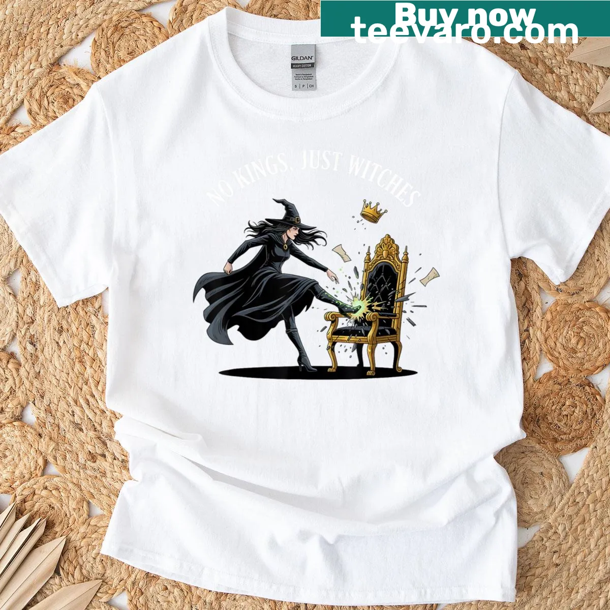 Witchcore Halloween T-shirt with humorous design — on a men's t-shirt