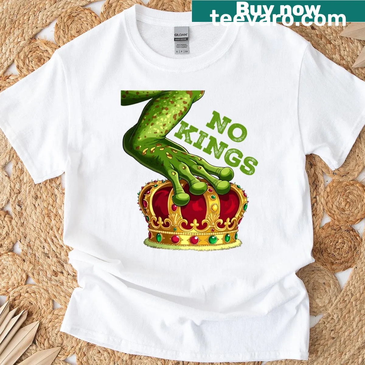 Design featuring 'No Kings Liberty' and a frog emblem — on a men's t-shirt