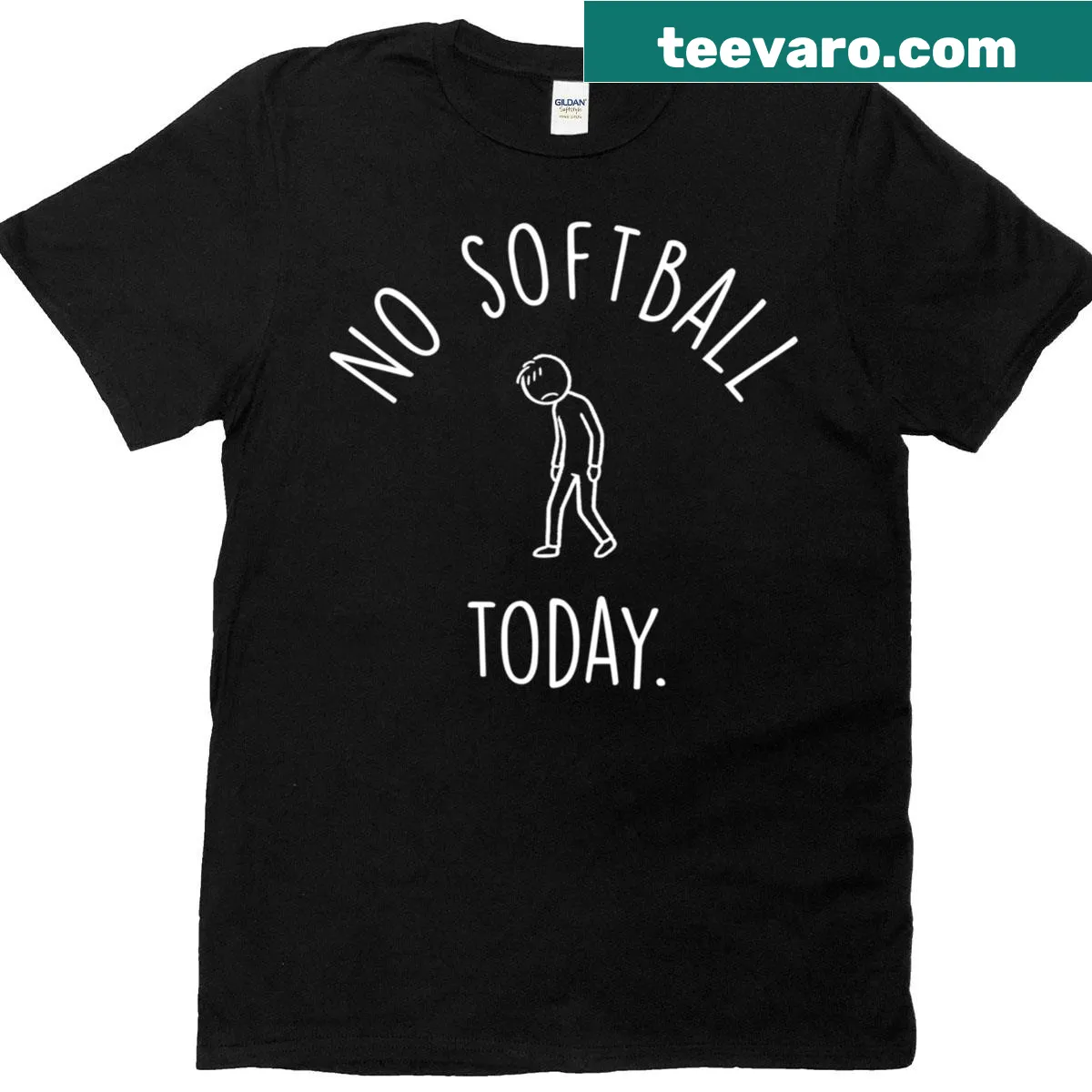 Sad stick figure illustration on a t-shirt for softball lovers — on a men's t-shirt