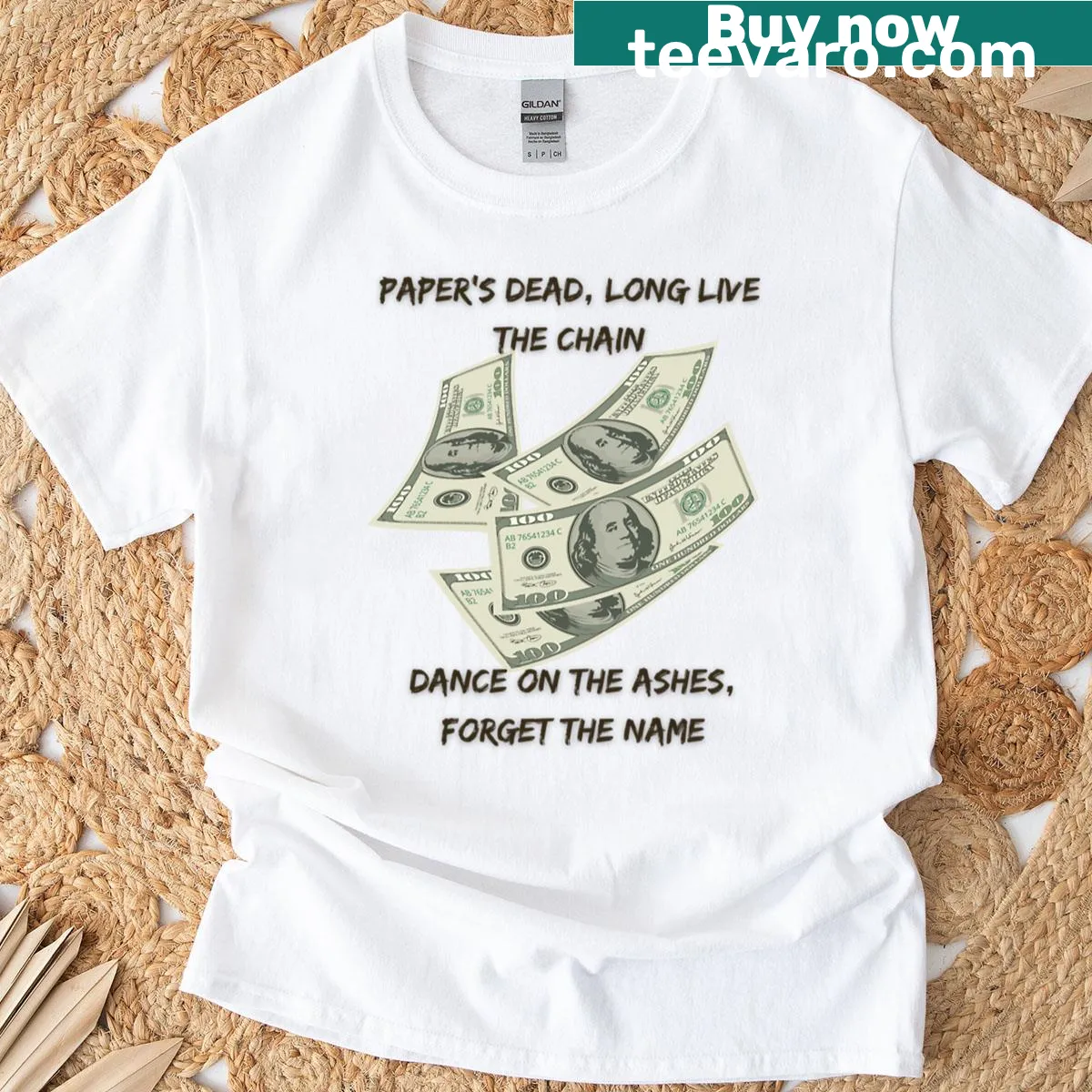 Thought-provoking music slogan T-shirt — on a men's t-shirt