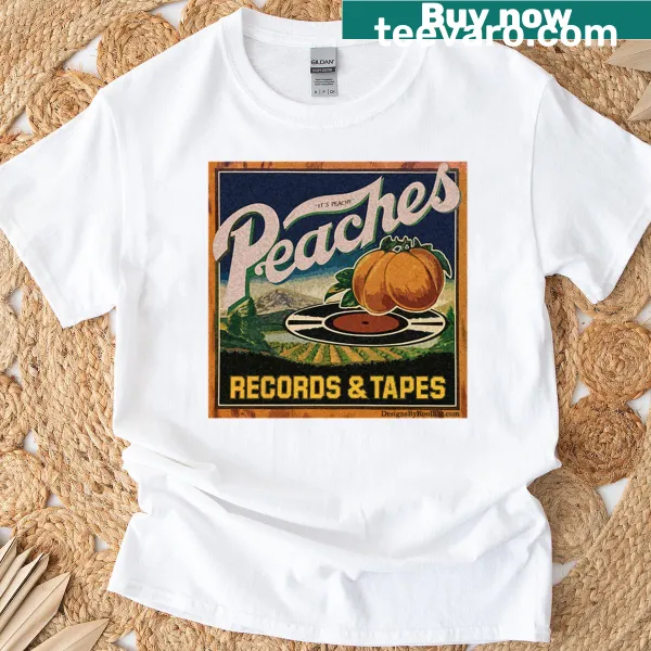 Vintage crate label design for a record store-themed T-shirt