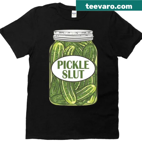 T-shirt featuring a funny pickle jar graphic and saying