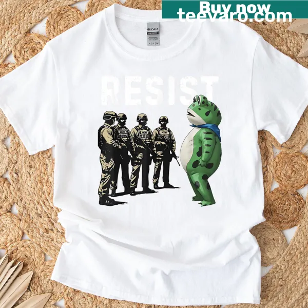 Funny Portland frog art T-shirt featuring a whimsical design