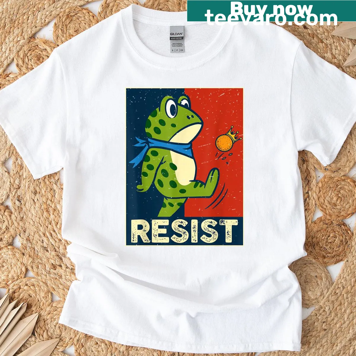 Humorous 'No Kings' T-shirt featuring a frog graphic — on a men's t-shirt
