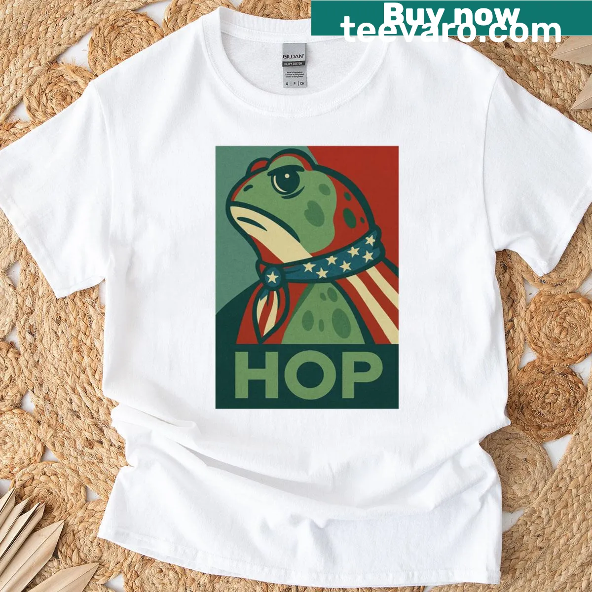 Creative frog protest illustration on a T-shirt — on a men's t-shirt