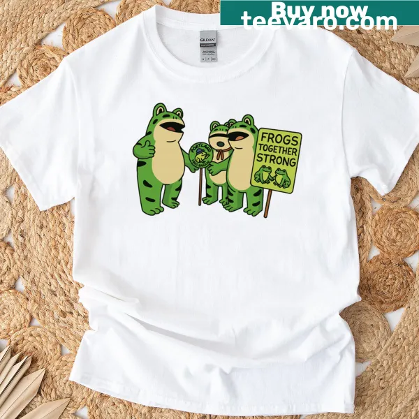 Vintage-style frog graphic with the phrase Strong Together