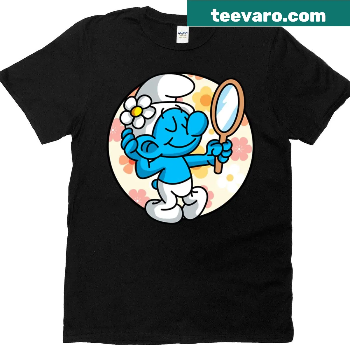 Illustration of a Smurf character on a T-shirt — on a men's t-shirt