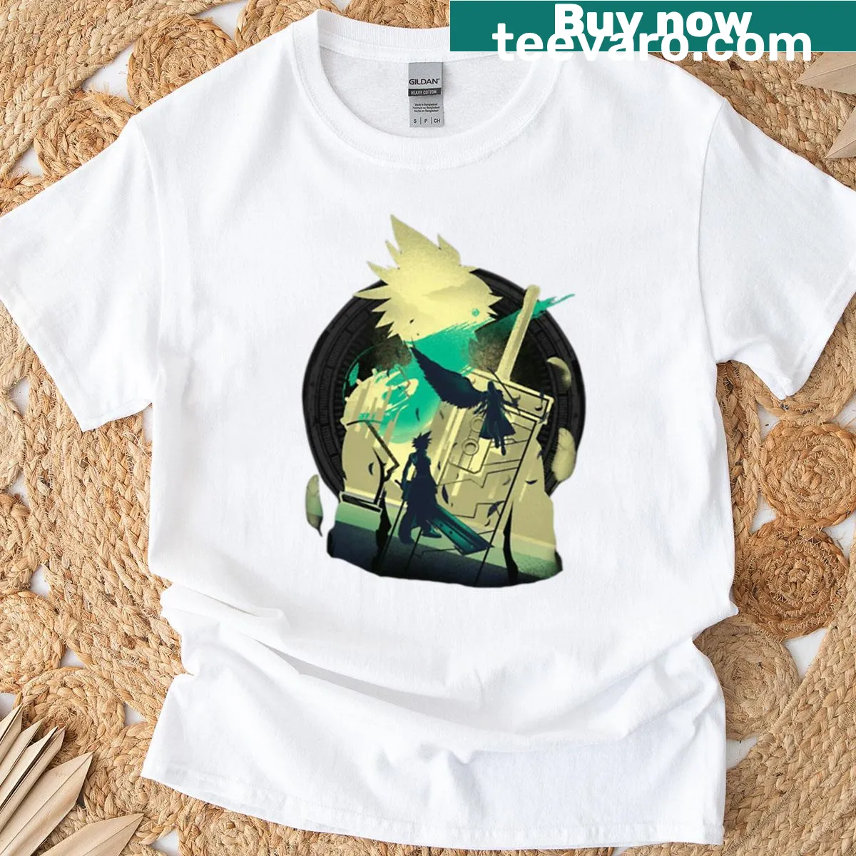 T-shirt featuring a graphic inspired by the world of Midgar — on a men's t-shirt