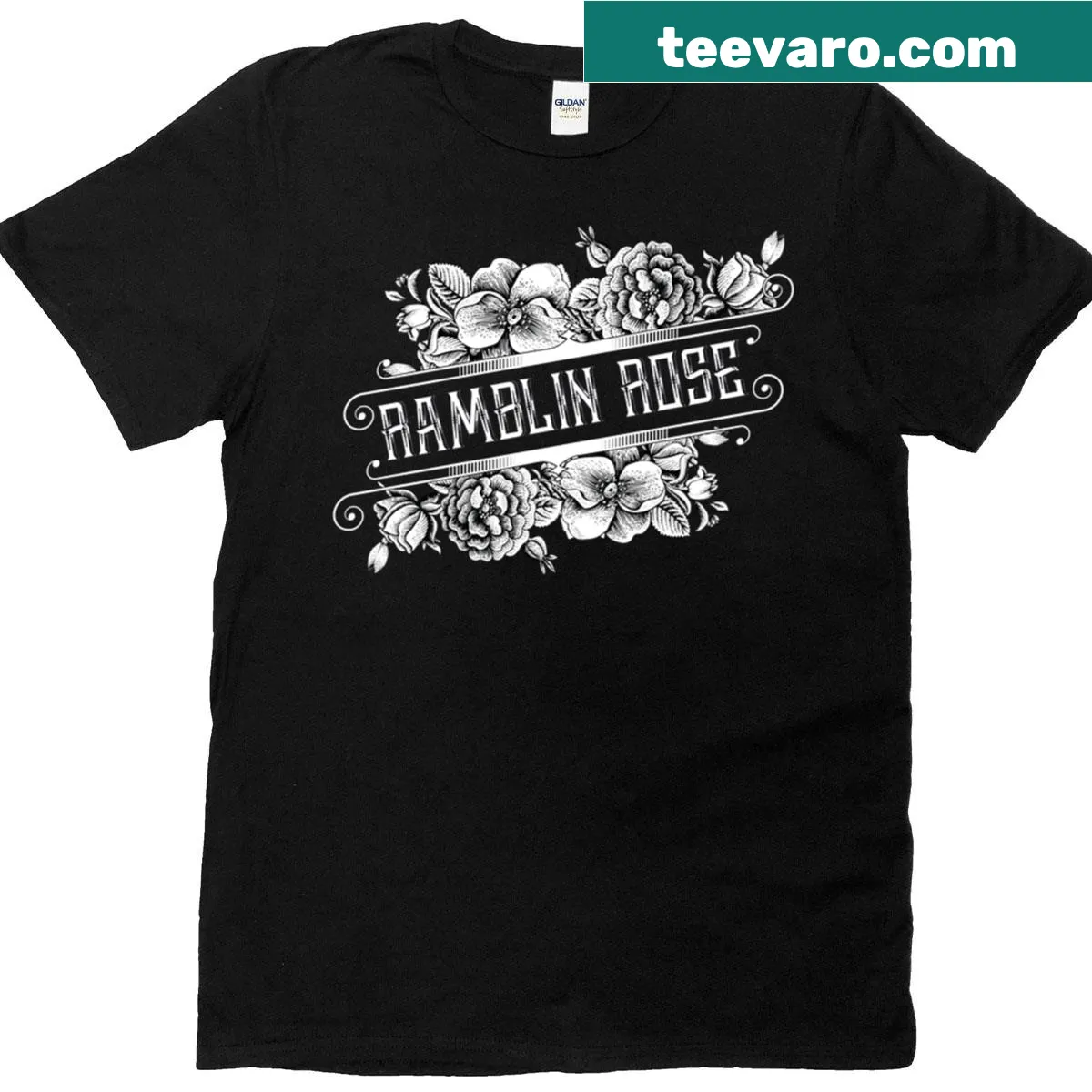 Ramblin Rose typography T-shirt with inspirational text — on a men's t-shirt