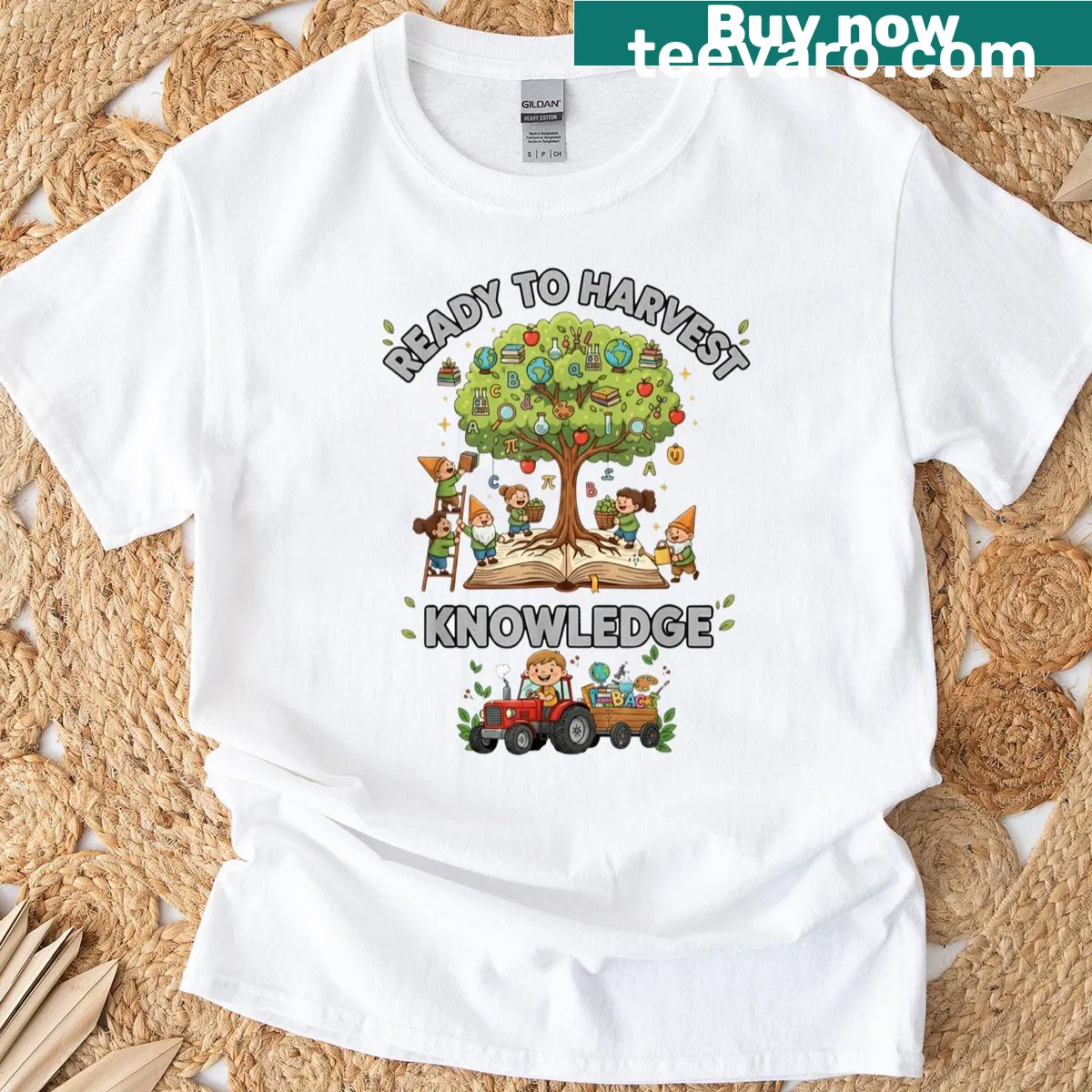 Farming tractor graphic on a back-to-school t-shirt — on a men's t-shirt