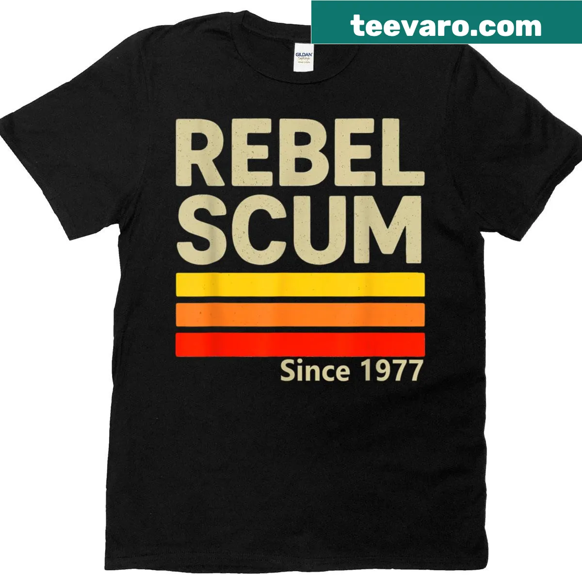 Vintage distressed Rebel Scum t-shirt with iconic saying — on a men's t-shirt