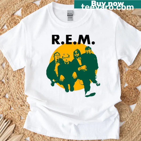 Vintage-style t-shirt featuring Rem Band logo