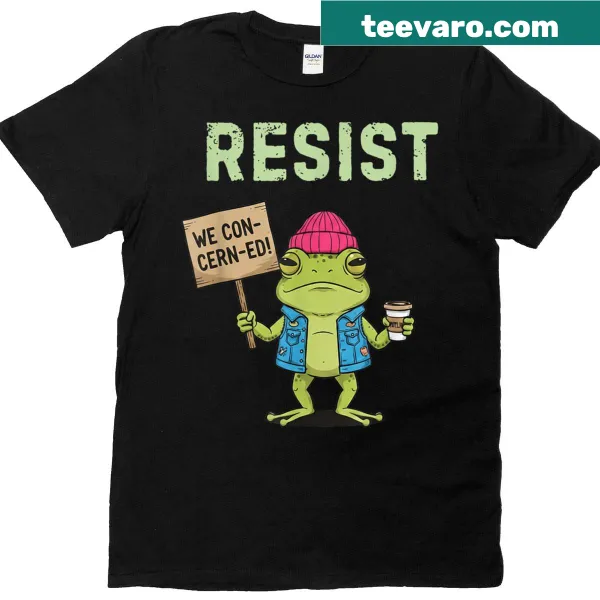 Resist Frog text design for protest humor on a t-shirt