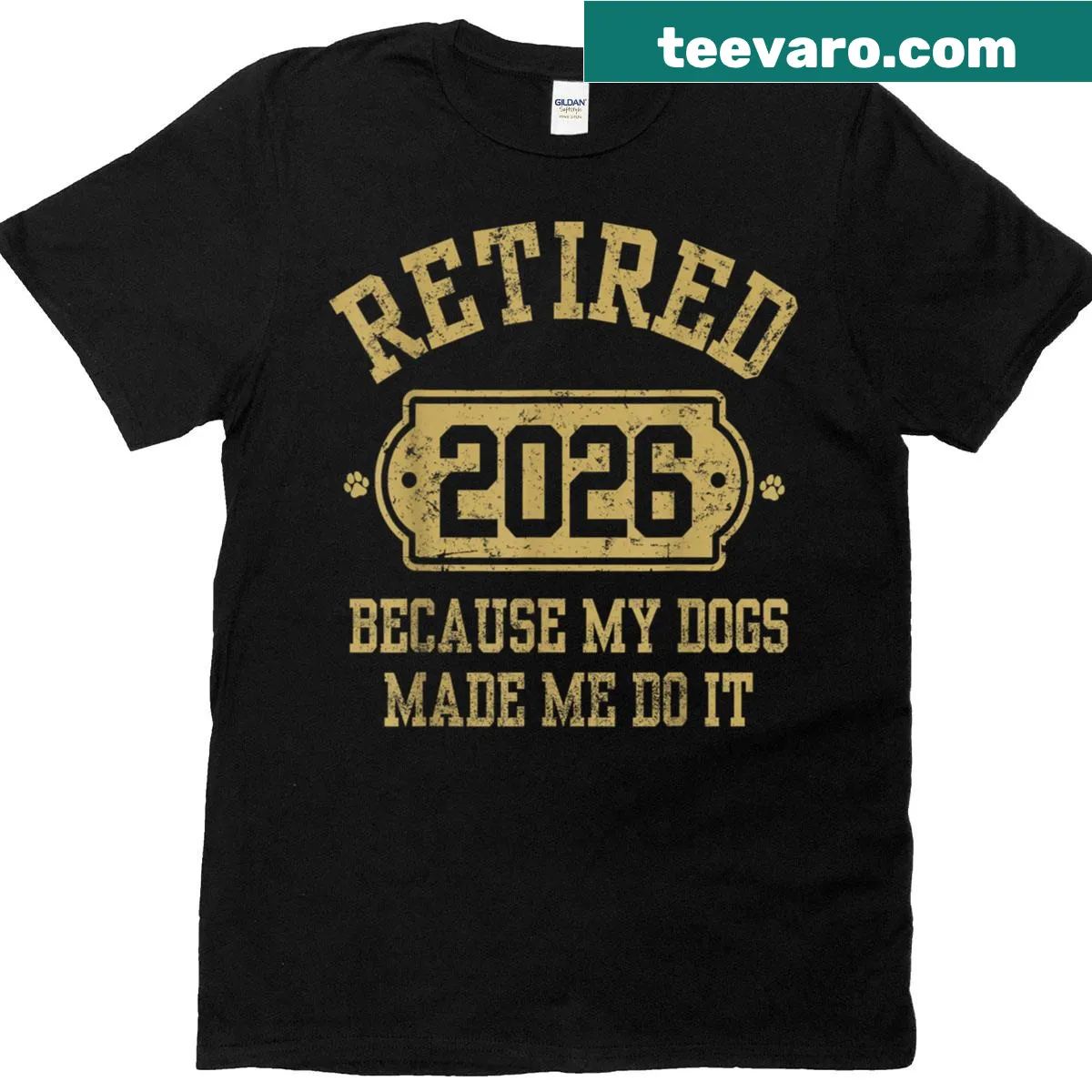 Funny retirement shirt with text about dogs and retirement. — on a men's t-shirt