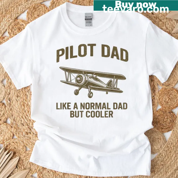 Vintage-style t-shirt for dads with a retro pilot graphic