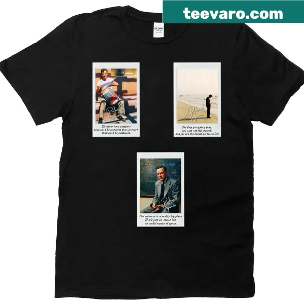 Sticker set design honoring Richard Feynman on a T-shirt