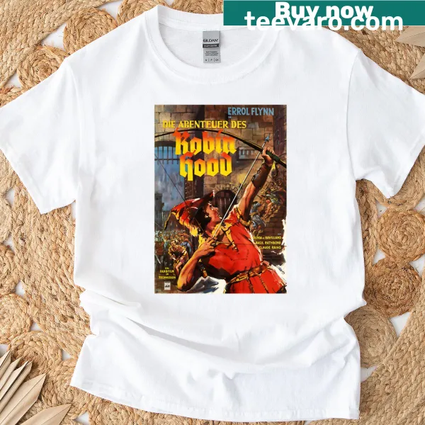 Vintage movie poster design featuring Robin Hood's heroic feats