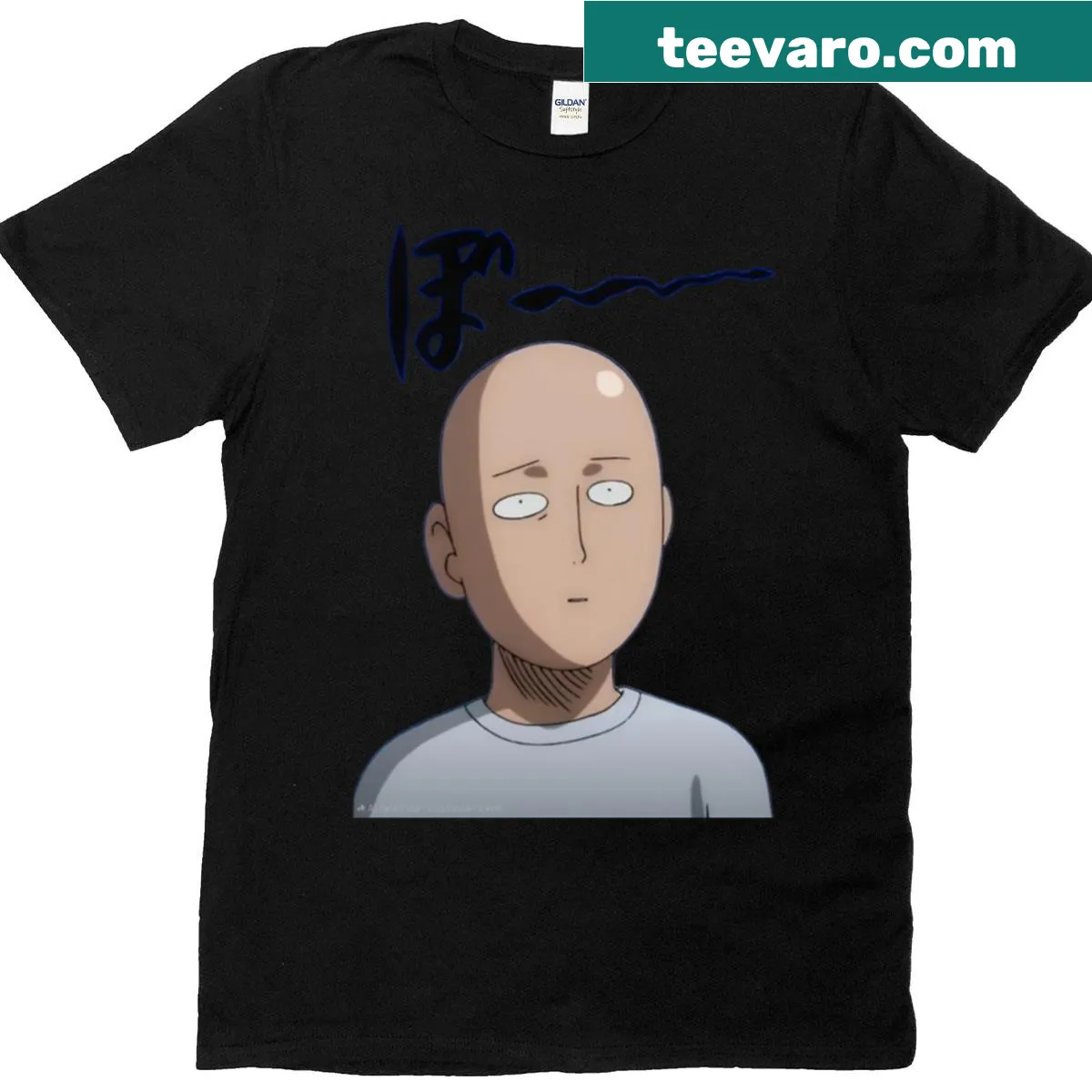 Minimalist design of Saitama's blank face from One Punch Man — on a men's t-shirt