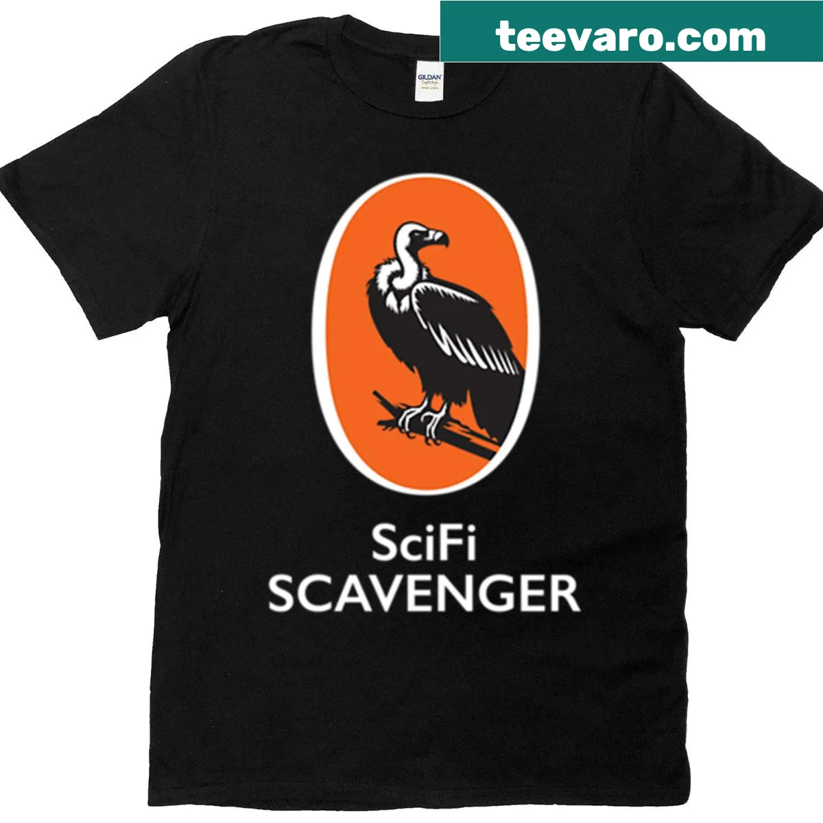 Futuristic-themed T-shirt featuring Sci-Fi scavenger graphic — on a men's t-shirt