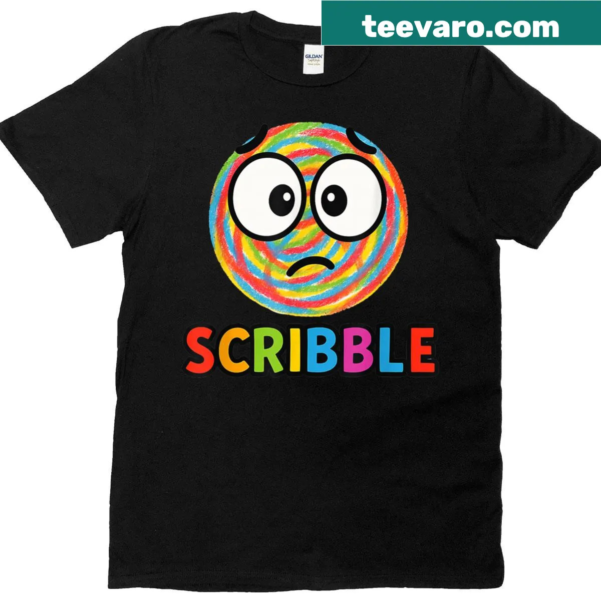 Scribble Spot character with emotion circles in a playful design — on a men's t-shirt