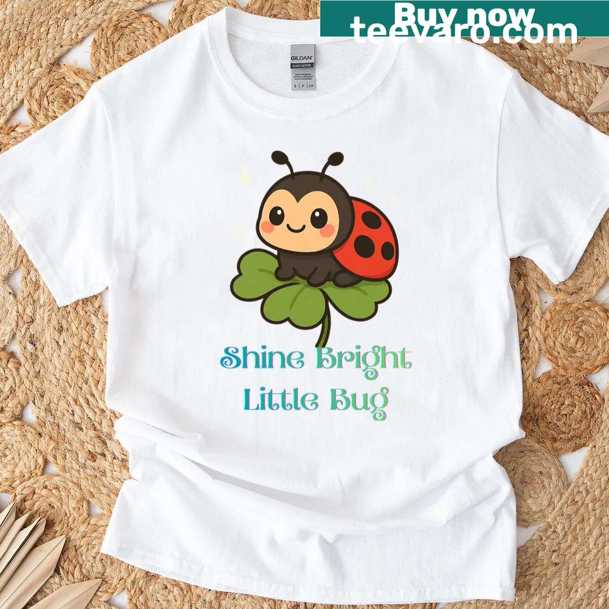 Cute ladybug graphic with a positive quote on a T-shirt. — on a men's t-shirt