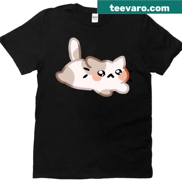 Realistic illustration of a sleepy milky cat on a t-shirt